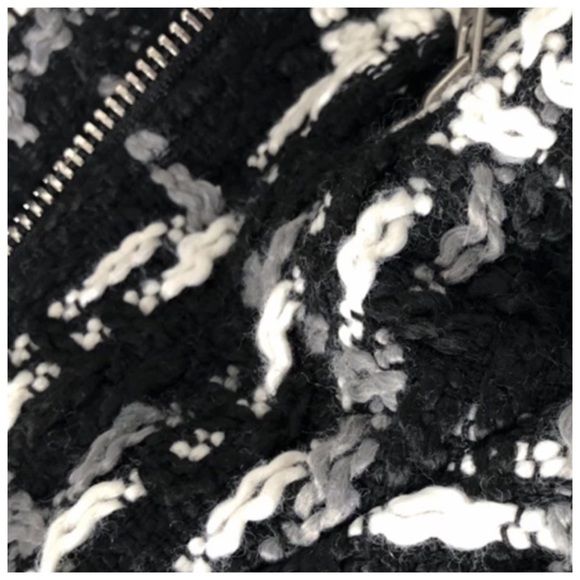 Gorgeous Black Tweed Vegan Leather Jacket - Picture 4 of 8